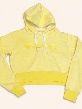 Korsa Cropped Hoodie Soft Yellow with Logo